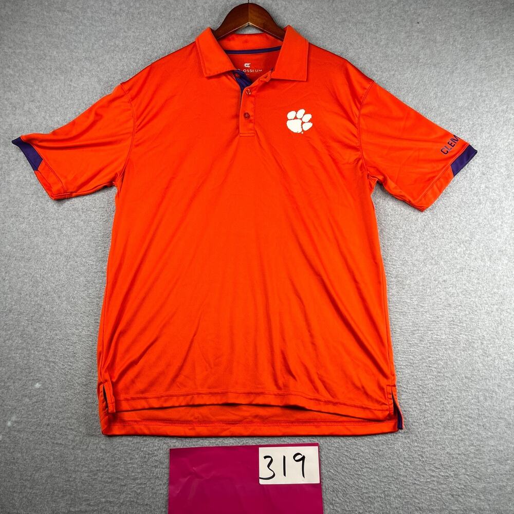 Clemson Tigers Colosseum Performance Polo Shirt Mens Large Graphic Logo Stretch